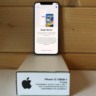 nieuwstaat Apple IPhone 12 128GB paars 6.1&quot; + 12 maanden garantie