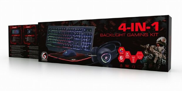 Goedkope 3 in 1 Desktop set Verlicht keyboard + muis + muismat