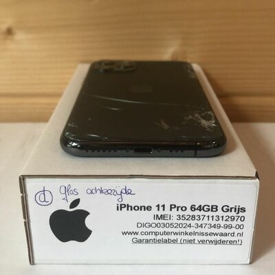 (glasschade voor en achterkant) Apple iPhone 11 Pro 64GB zwart 5.8" (geen garantie)