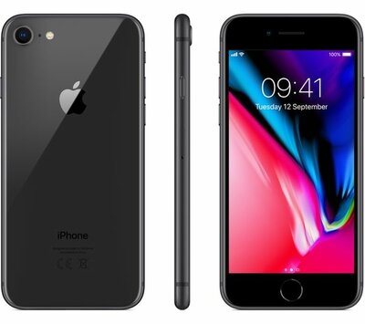 Apple iPhone 8 64GB + nieuwe accu (100%) black simlockvrij + garantie