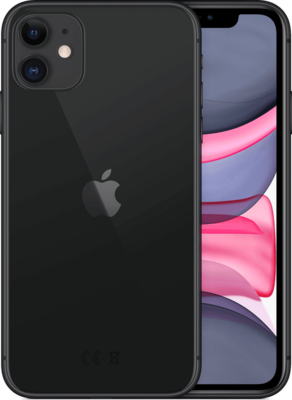 nieuwstaat Apple IPhone 11 64GB zwart + nieuwe accu 100% + 12 maanden garantie