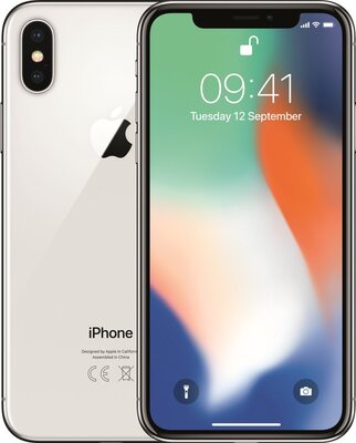 nieuwstaat Apple iPhone 10 (X) 256GB zilver simlockvrij + 12 maanden garantie